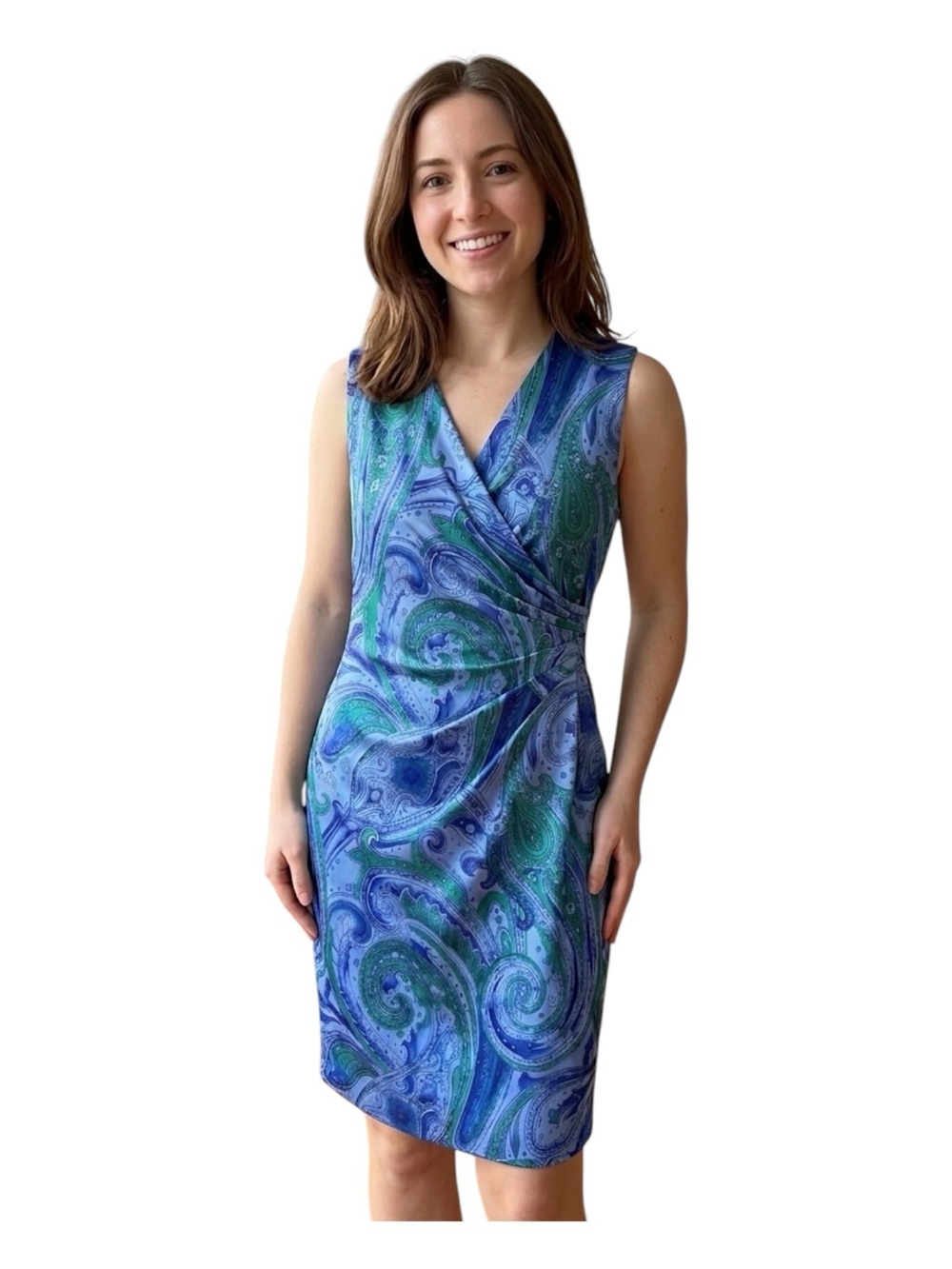 Lauren Ralph Lauren Paisley Faux Wrap Sheath Dress 2P